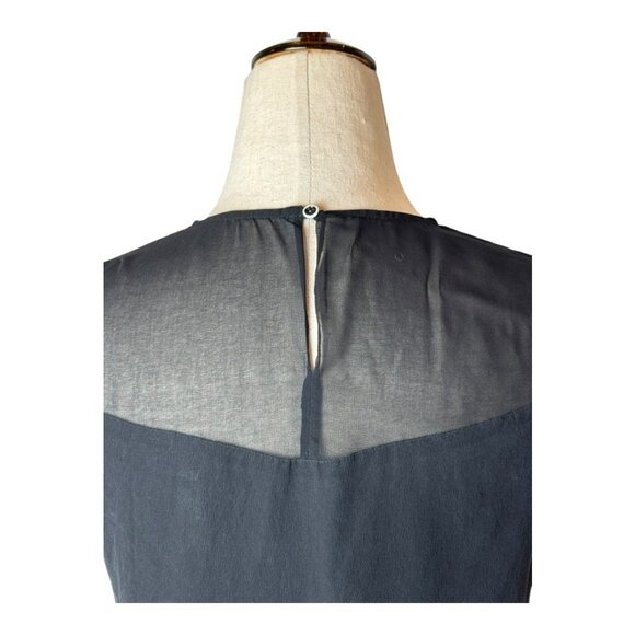 Sandro Shirt Women Small Black Sheer Bodice Lace Detail Top Whimsigoth Gothic - Picture 6 of 7